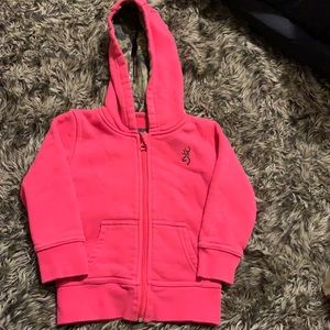 Girls Browning Hoodie. Pink with camo hood.